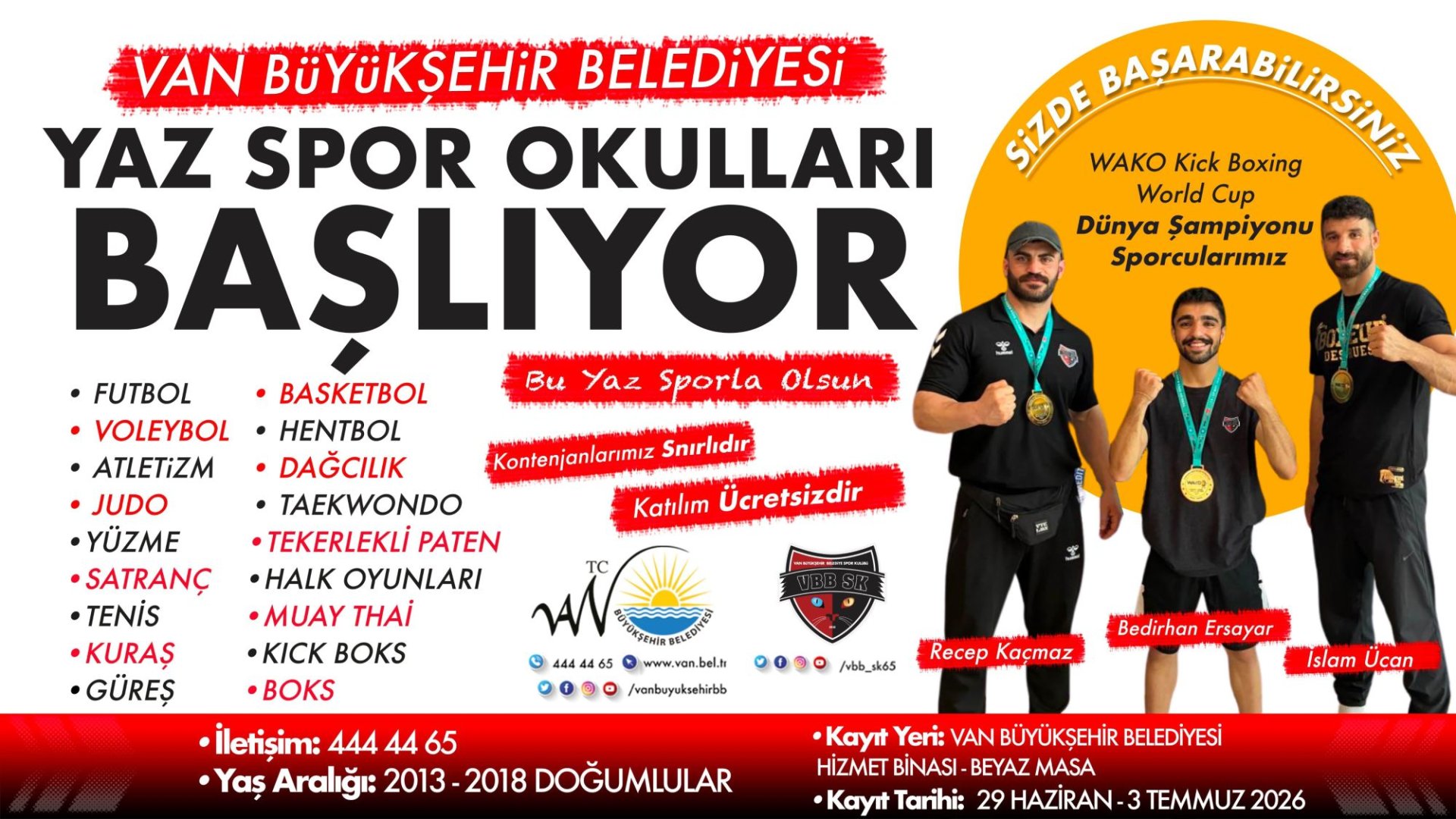 Van'da Yaz Spor Okulları Başlıyor! Bu Yıl 18 Branşta Ücretsiz Eğitim