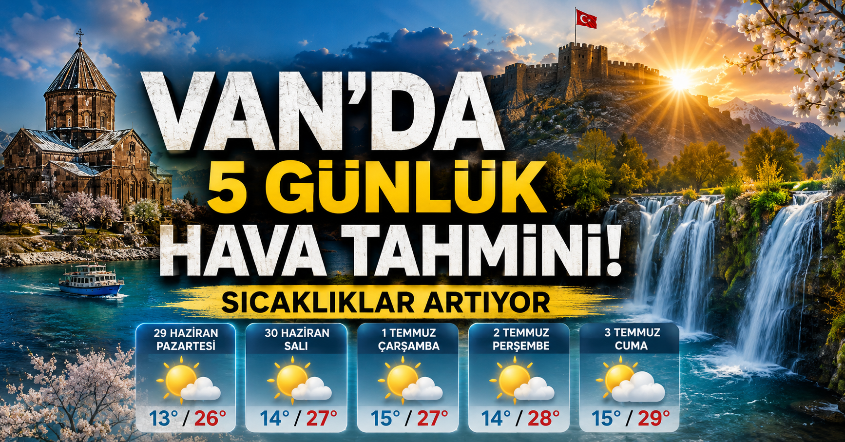 Van'da 5 Günlük Hava Durumu Açıklandı: Sıcaklıklar 29 Dereceye Kadar Yükselecek