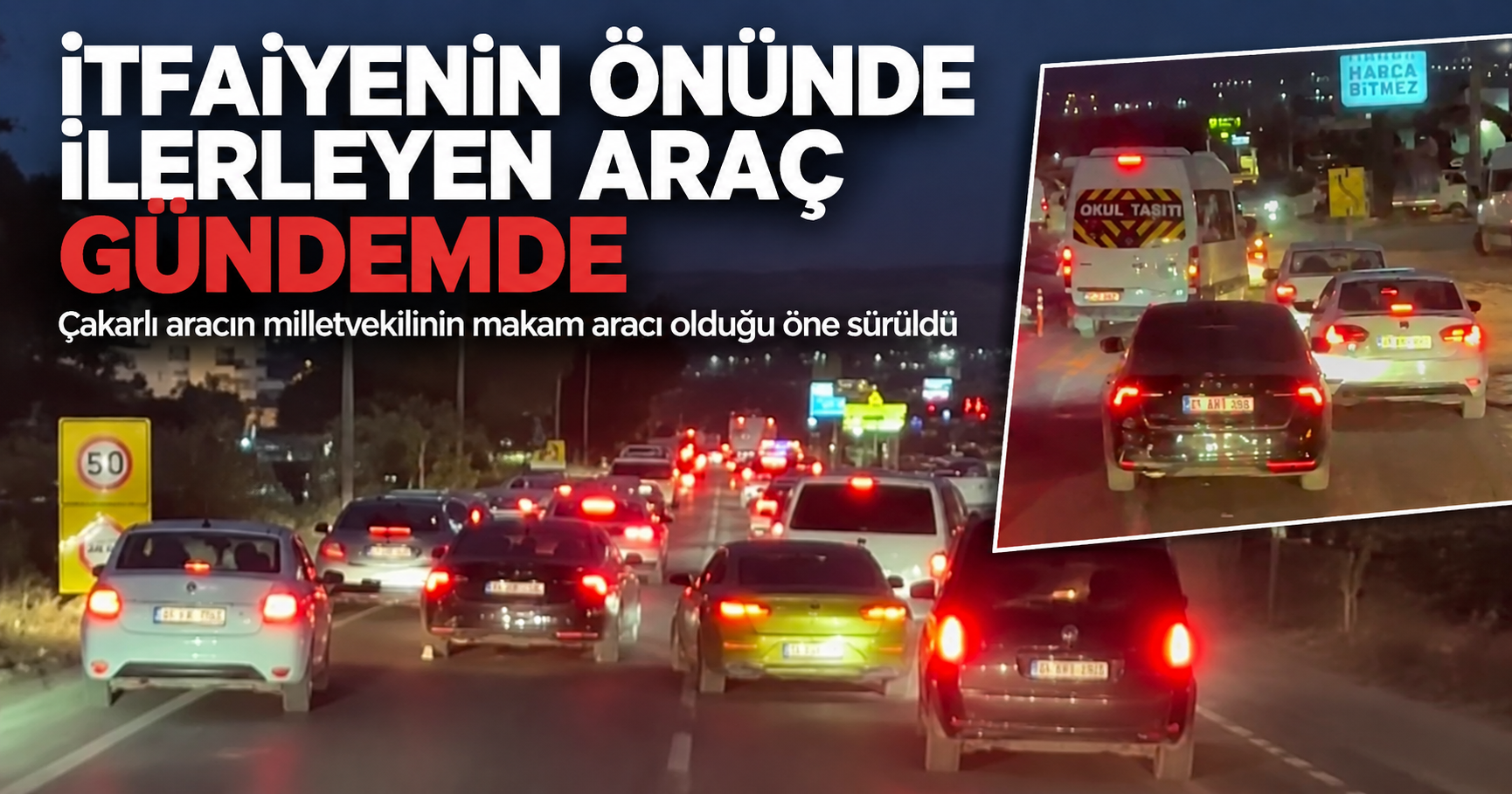 Diyarbakır’da itfaiyenin önünde ilerleyen çakarlı araç gündemde