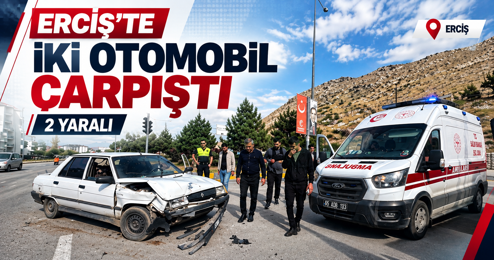 Erciş’te iki otomobil çarpıştı: 2 yaralı