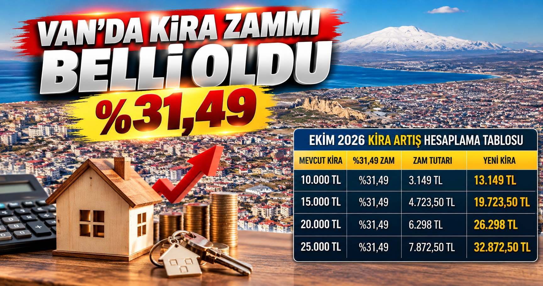 Van’da kiracılar dikkat: Ekim ayı kira zammı belli oldu