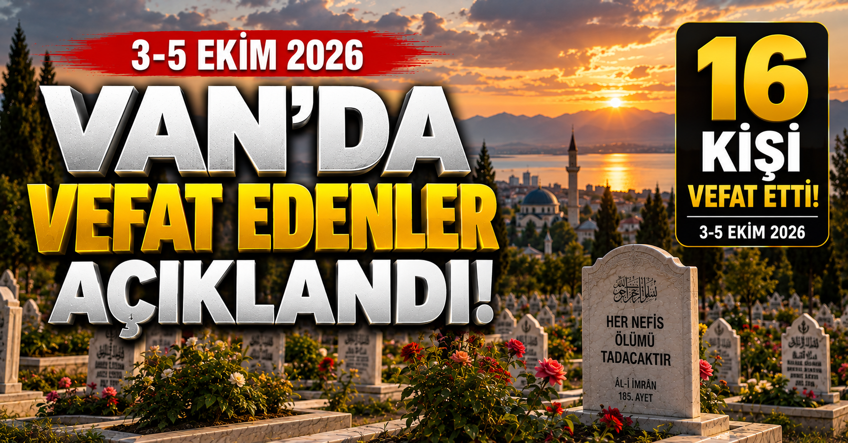 Van'da Vefat Edenler Açıklandı: 3-5 Ekim 2026 Güncel Taziye Listesi - 3 Günde 16 Kişi Vefat Etti
