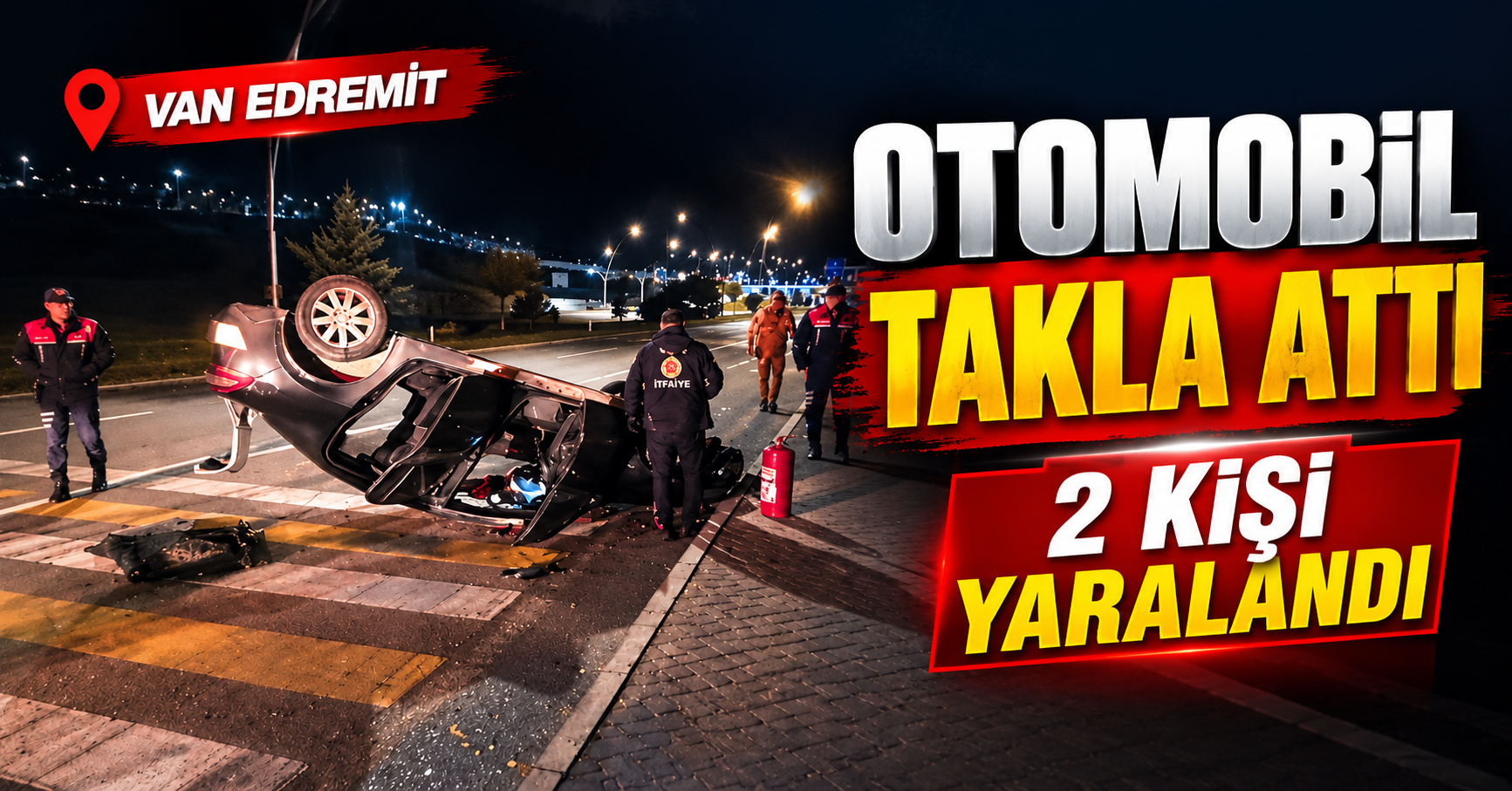Van Edremit’te otomobil takla attı: 2 yaralı