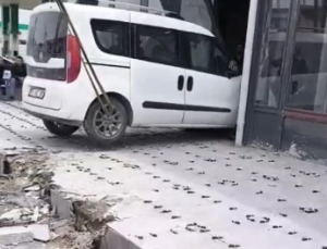 Van’da Ticari Araç Dükkanın İçine Daldı!