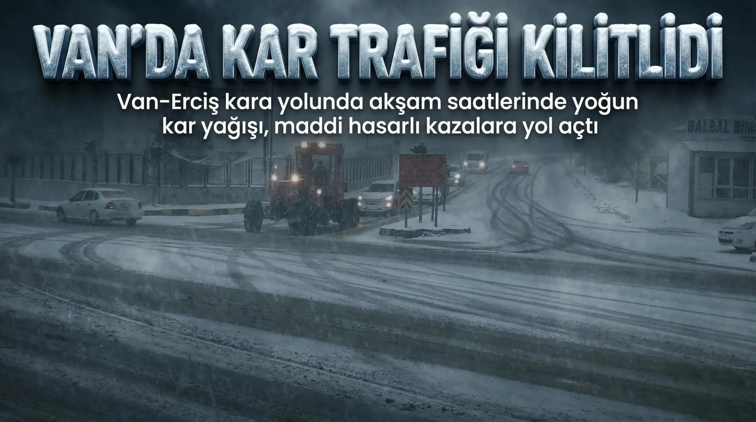 Van’da Akşam Saatlerinde Kar Trafiği Kilitledi